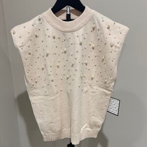 Elegant Cream Sweater with Pearl Accents
